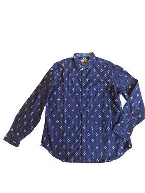 Robert Graham Button-Down Shirt Purple Geometric Print Long Sleeve Size XL NWOT